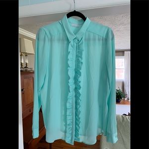 Sheer, tuxedo front blouse